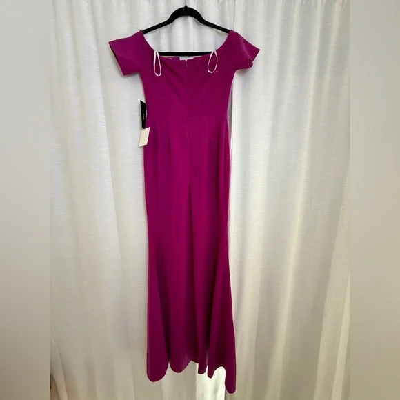 Lulus Magenta Off Shoulder Maxi Dress Formal Wedding Bridesmaid Gown NWT Size M - Picture 12 of 17